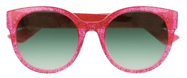 GG 0035S Sunglasses Pink with Green Gradient Lenses