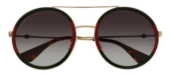 GG 0061S Sunglasses Gold/Green/Red with Green Gradient Lenses