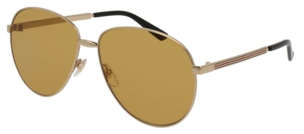 GG 0138S Sunglasses Shiny Gold and Brown Lenses