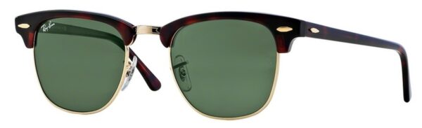 RB 3016 Clubmaster Sunglasses Mock Tortoise/Arista w/ Crystal Green Lenses